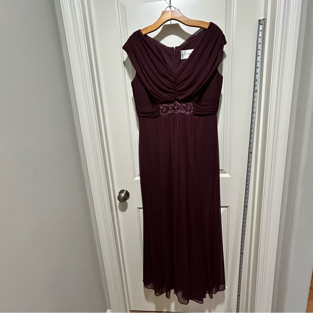 David's Bridal size 10 Deep burgundy wine bridesmaid Maxi Dress. LIKE NEW.